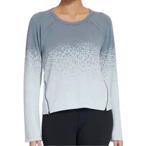 CALIA by Carrie Underwood Gray Ombre Long Bell Sleeve Zip-Hem Sweatshirt